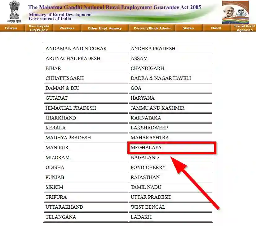 Meghalaya NREGA Job Card State Wise 2026
