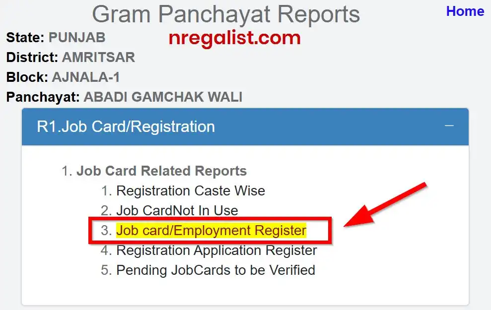 NREGA Job Card Registration Report 2026
