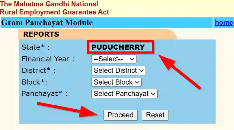 Pondicherry NREGA Job Card Gram Panchayat Module 2026
